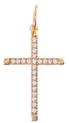 14K Red Gold Cross Pendant with Cubic Zirconia 100002