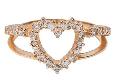 Перстень "Сердце" з червоного золота з фіанітами 350080, 17.5