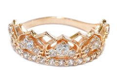 Перстень "Корона" з червоного золота з фіанітами 350087