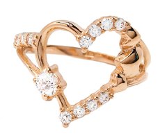 14K Red Gold Ring Heart with Cubic Zirconia 350098, 17