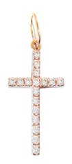 14K Red Gold Cross Pendant with Cubic Zirconia 100003