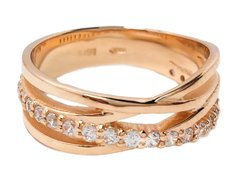 Перстень з червоного золота з фіанітами 350107, 17.5