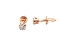 14K Red Gold Earrings with Cubic Zirconia 250209