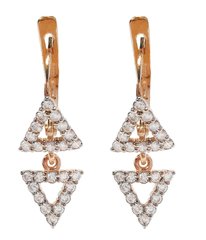 14K Red Gold Earrings Triangles with Cubic Zirconia 250014