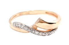Перстень з червоного золота з фіанітами 350175