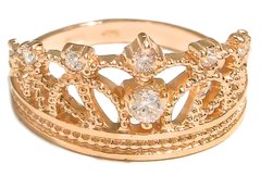 Перстень "Корона" з червоного золота з фіанітами 350002, 18