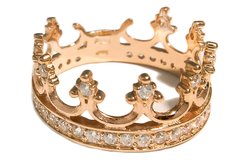 Перстень "Корона" з червоного золота з фіанітами 350006