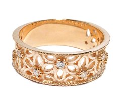Перстень "Квіти" з червоного золота з фіанітами 350114
