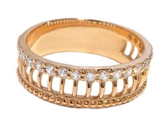 Перстень з червоного золота з фіанітами 350116