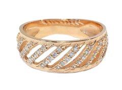 Перстень з червоного золота з фіанітами 350120