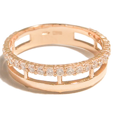 Перстень з червоного золота з фіанітами 350016