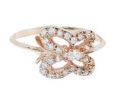 14K Red Gold Ring "Butterfly " with Cubic Zirconia 350125, 17.5