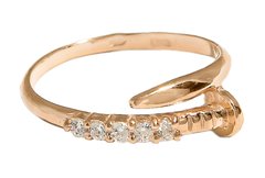Перстень "Цвях" з червоного золота з фіанітами 350039