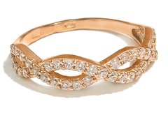 Перстень з червоного золота з фіанітами 350044