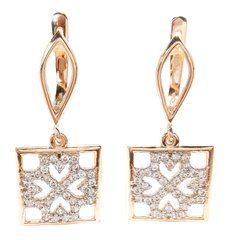14K Red Gold Earrings with Cubic Zirconia 250121