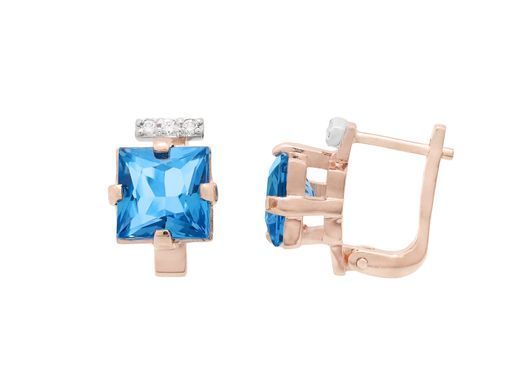 Сережки з червоного золота з діамантами та топазами 250234