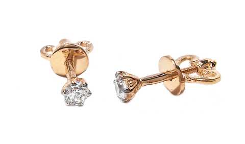 18K Yellow Gold Diamond Heart Stud Earrings For Girls