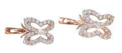 14K Red Gold Earrings Butterfly with Cubic Zirconia 250125
