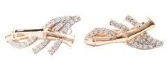14K Red Gold Earrings Bamboo with Cubic Zirconia 250074