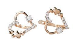 14K Red Gold Earrings Heart with Cubic Zirconia 250098
