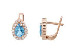 14K Red Gold Earrings with diamonds and topaz 250232